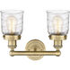 Bell 2 Light 15.5 inch Brushed Brass and Clear Deco Swirl Bath Vanity Light Wall Light