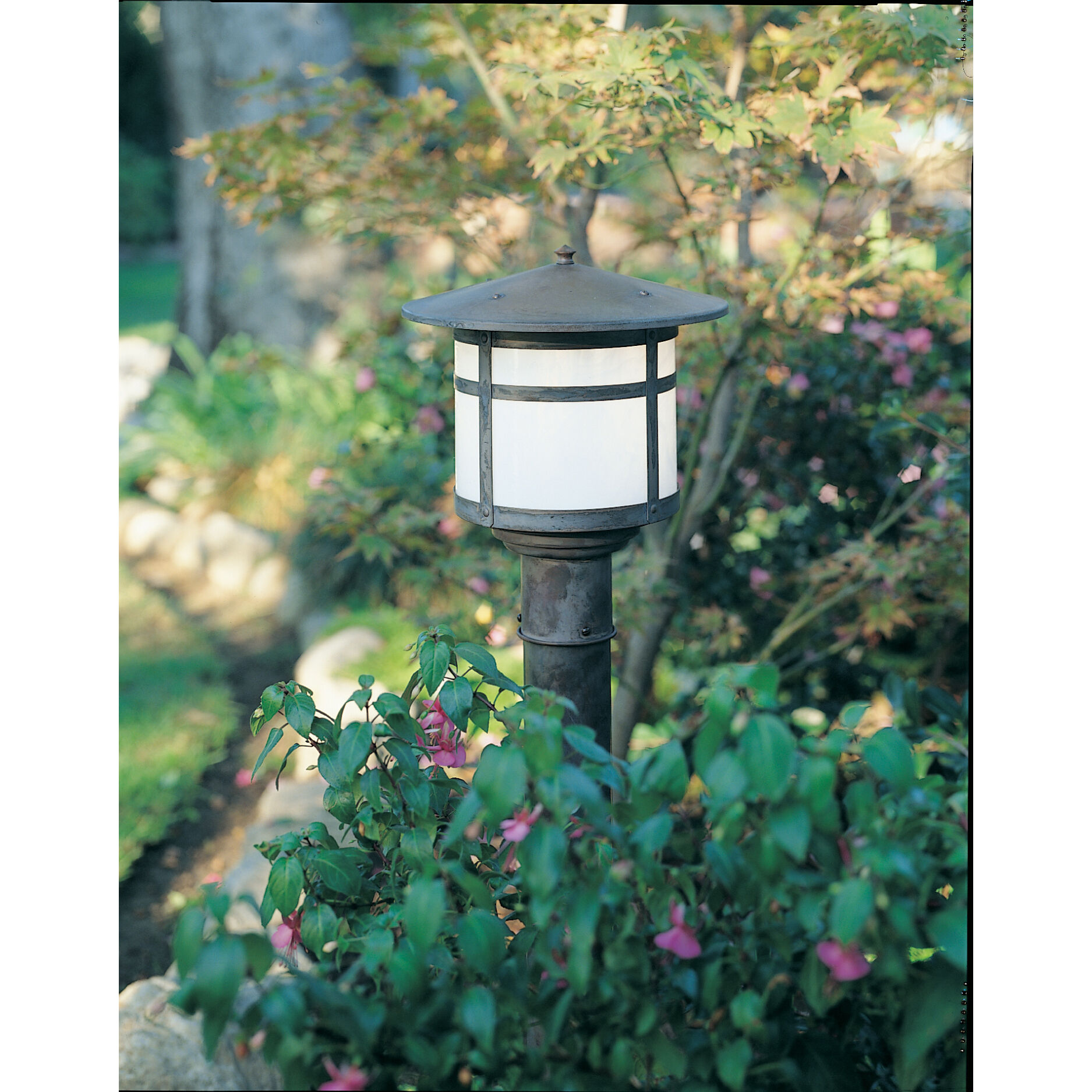 Berkeley 1 Light 9.12 inch Verdigris Patina Post Mount in Cream