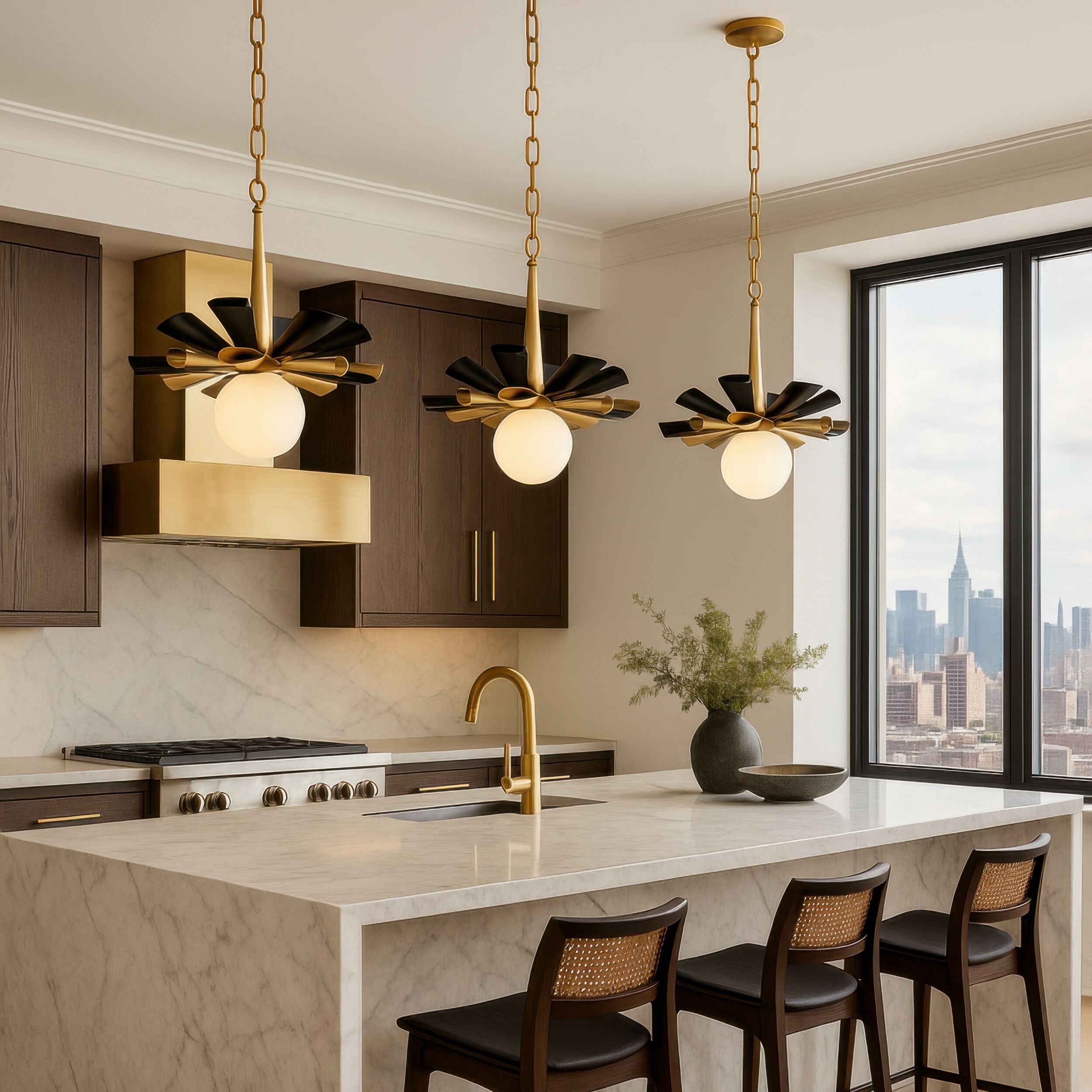 Daphne 1 Light 12.25 inch Matte Black and French Gold Pendant Ceiling Light