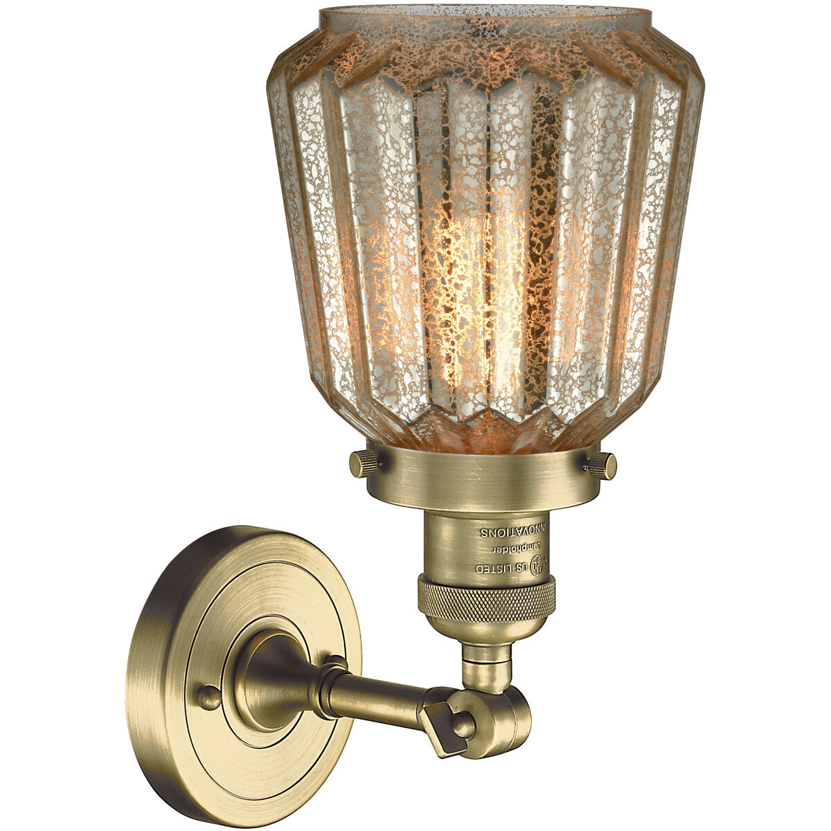Franklin Restoration Chatham LED 6 inch Antique Brass Sconce Wall Light in Mercury Glass, Franklin Restoration