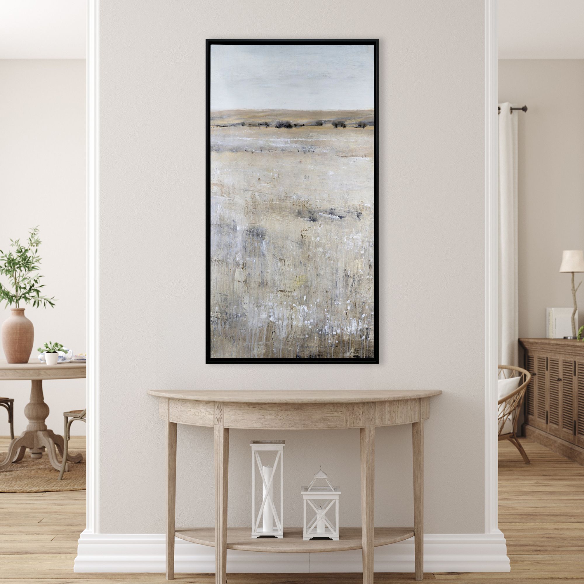Wild Pasture Gray and Beige and Blue and Multi Canvas