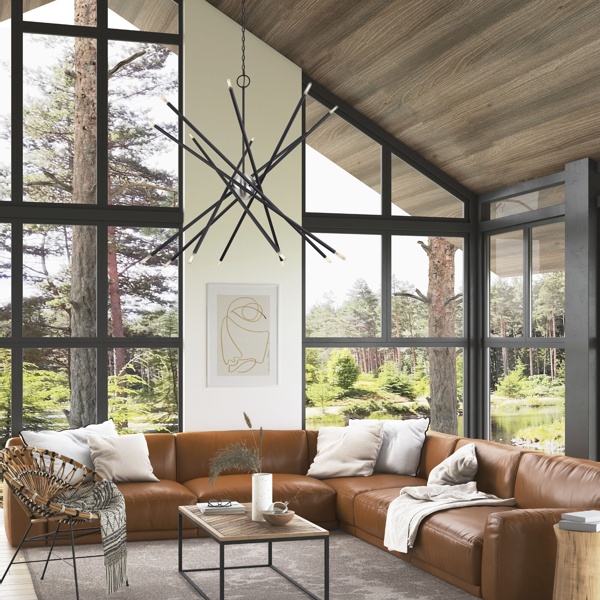 Soho 16 Light 50 inch Black Foyer Chandelier Ceiling Light