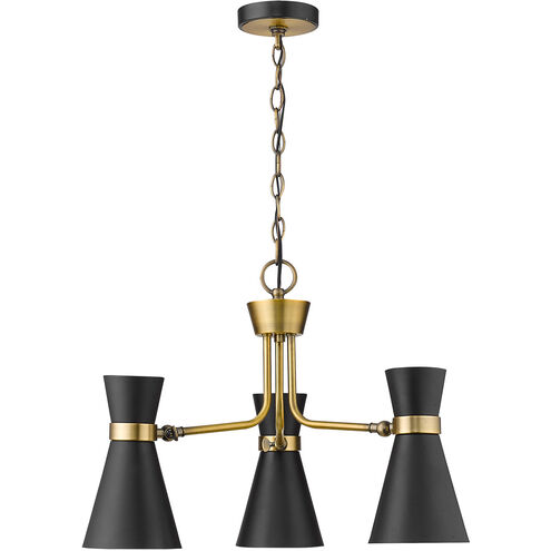 Soriano 3 Light 24 inch Matte Black/Heritage Brass Chandelier Ceiling Light