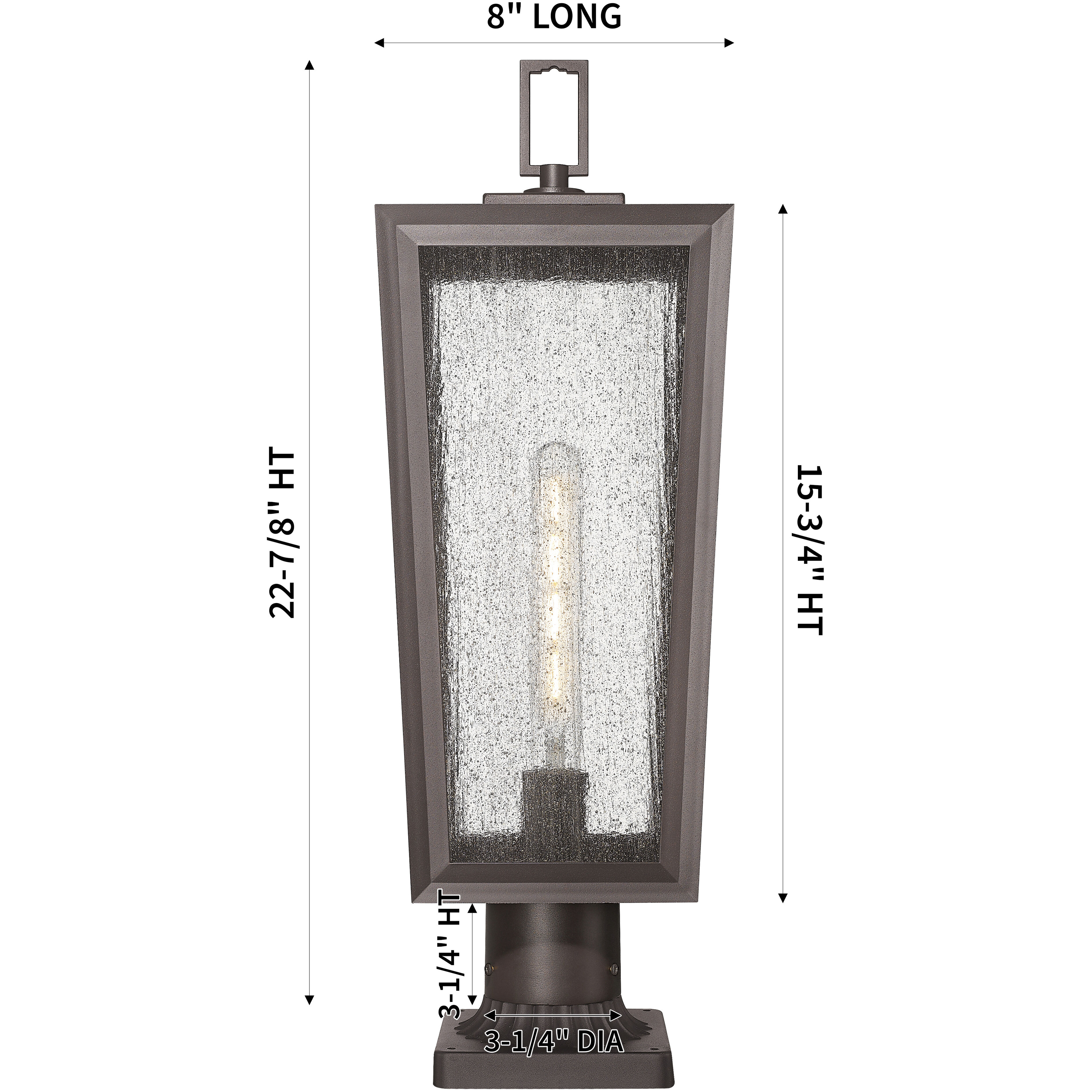 Madison 1 Light 22.88 inch Bronze Outdoor Post Lantern in Seedy Glass