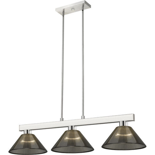 Players 3 Light 46 inch Brushed Nickel Billiard Ceiling Light in Smoke Acrylic