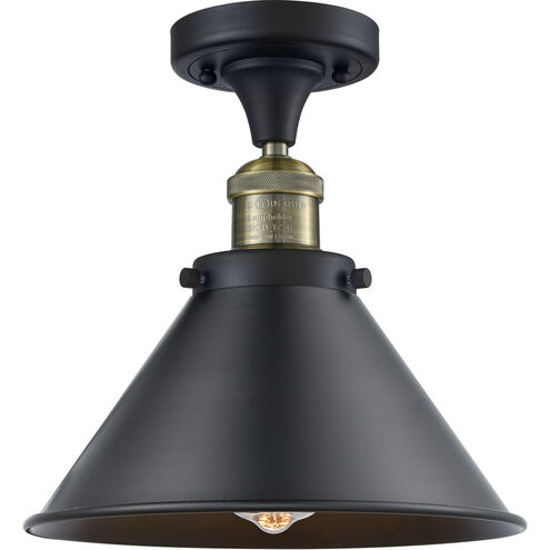 Franklin Restoration Briarcliff 1 Light 10 inch Black Antique Brass Semi-Flush Mount Ceiling Light, Franklin Restoration