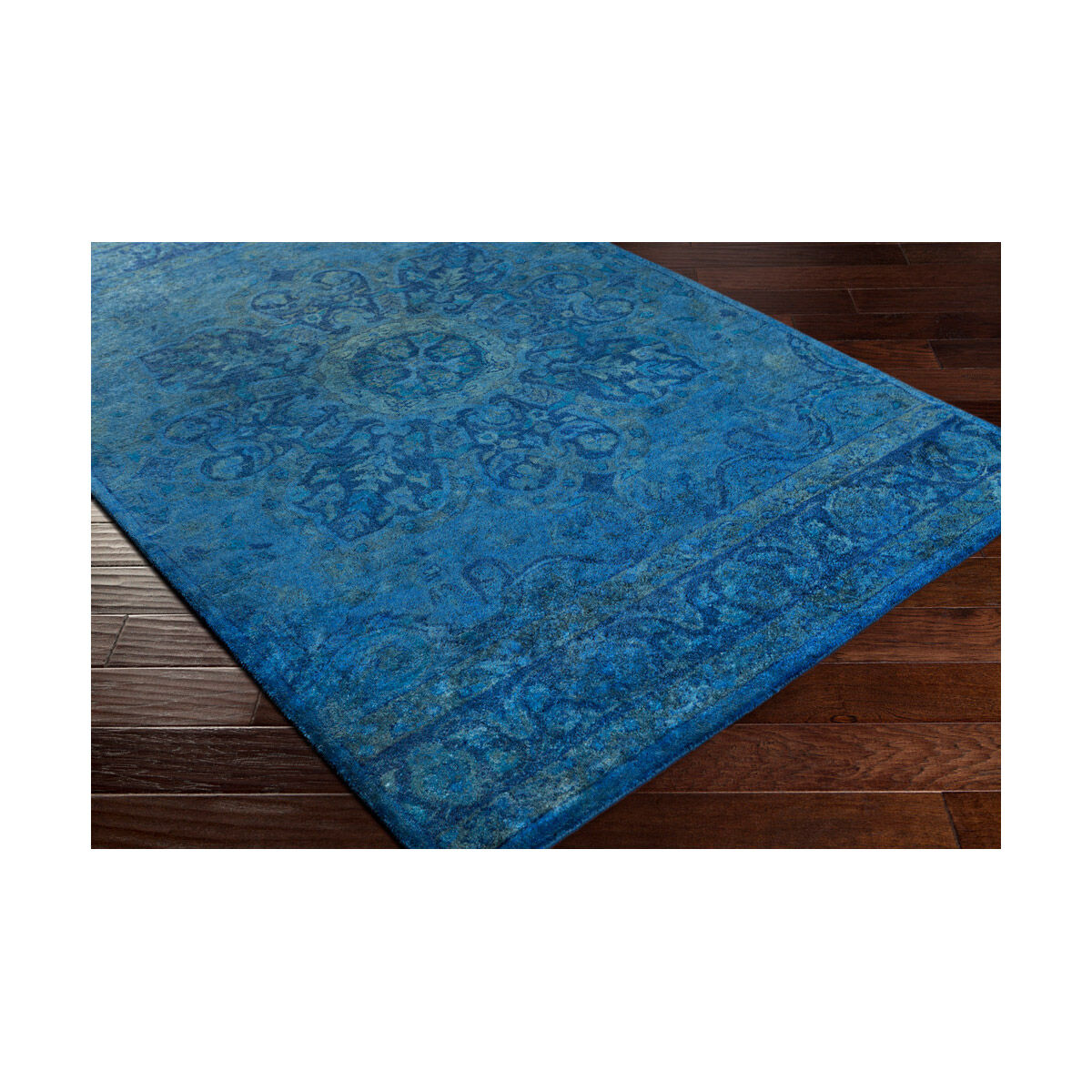 Mykonos 36 X 24 inch Aqua/Navy/Dark Green/Teal Rugs, Wool