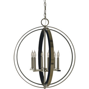 Constellation 6 Light 23 inch Brushed Brass with Matte Black Dining Chandelier Ceiling Light