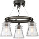 Graham Avenue 3 Light Smoked Iron/Brushed Nickel Semi Flush Ceiling Light