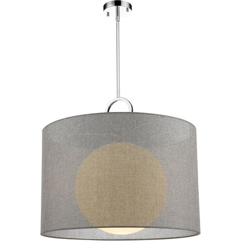 Arosia 1 Light 24 inch Chrome Pendant Ceiling Light in Gray Fabric