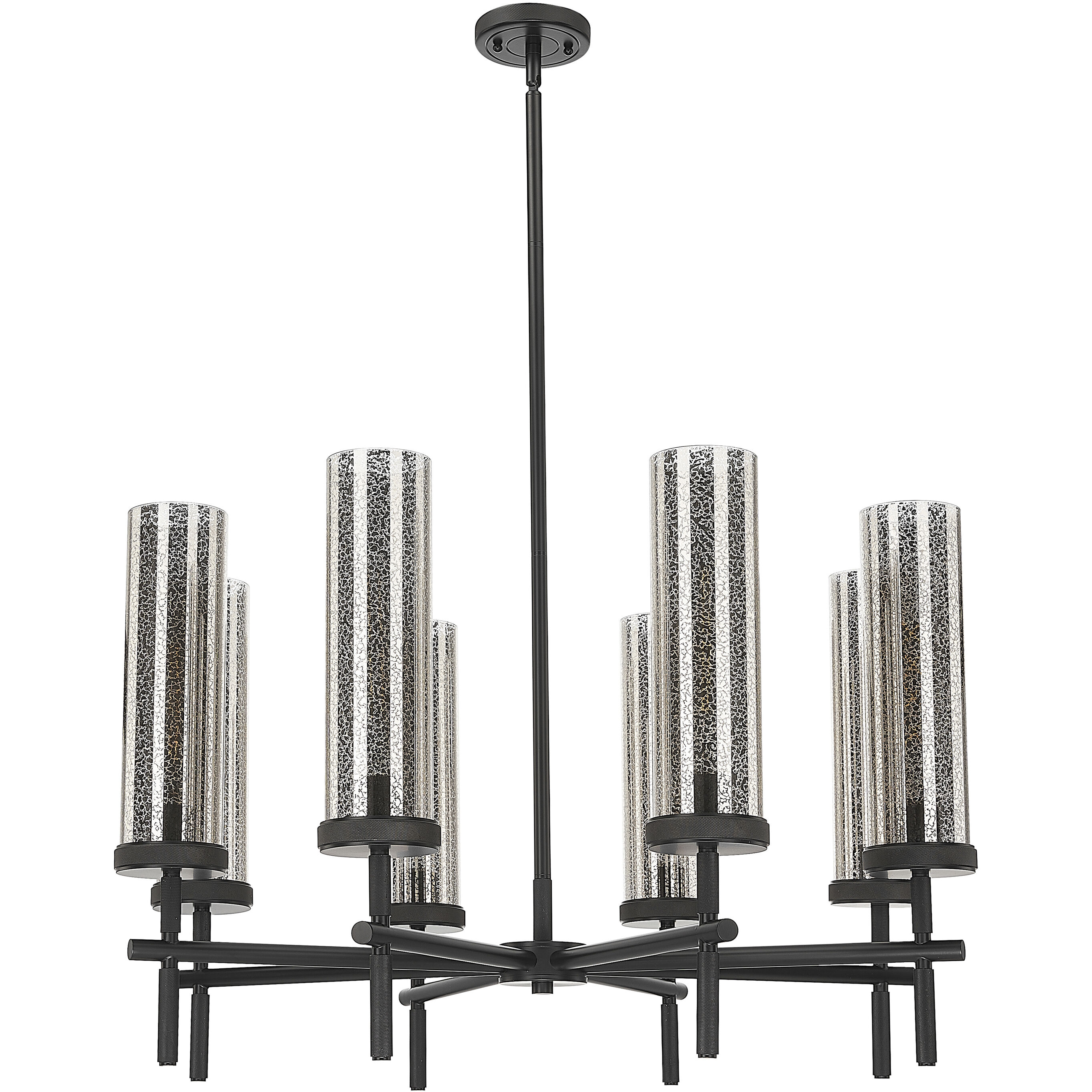 Lincoln 8 Light 32 inch Matte Black Chandelier Ceiling Light in Mercury Glass