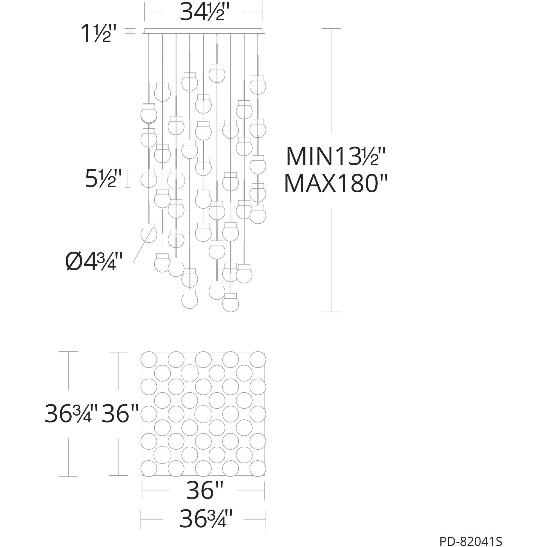 Double Bubble 41 Light 28 inch Black Multi-Light Pendant Ceiling Light