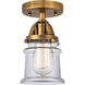 Nouveau 2 Small Canton LED 5.25 inch Brushed Brass Semi-Flush Mount Ceiling Light in Clear Glass