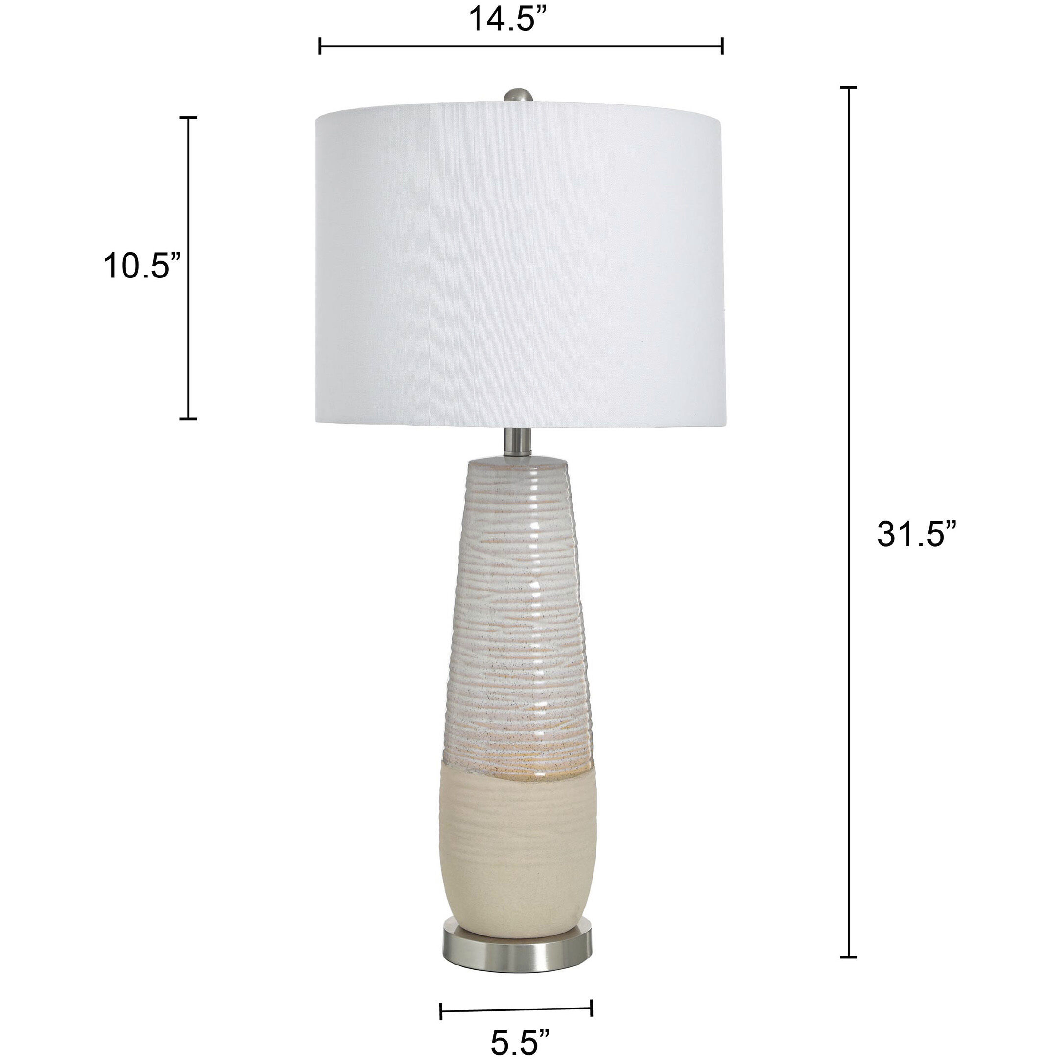 Evian 31 inch 100.00 watt Two Toned Ceramic Lamp With Ivory Table Lamp Portable Light