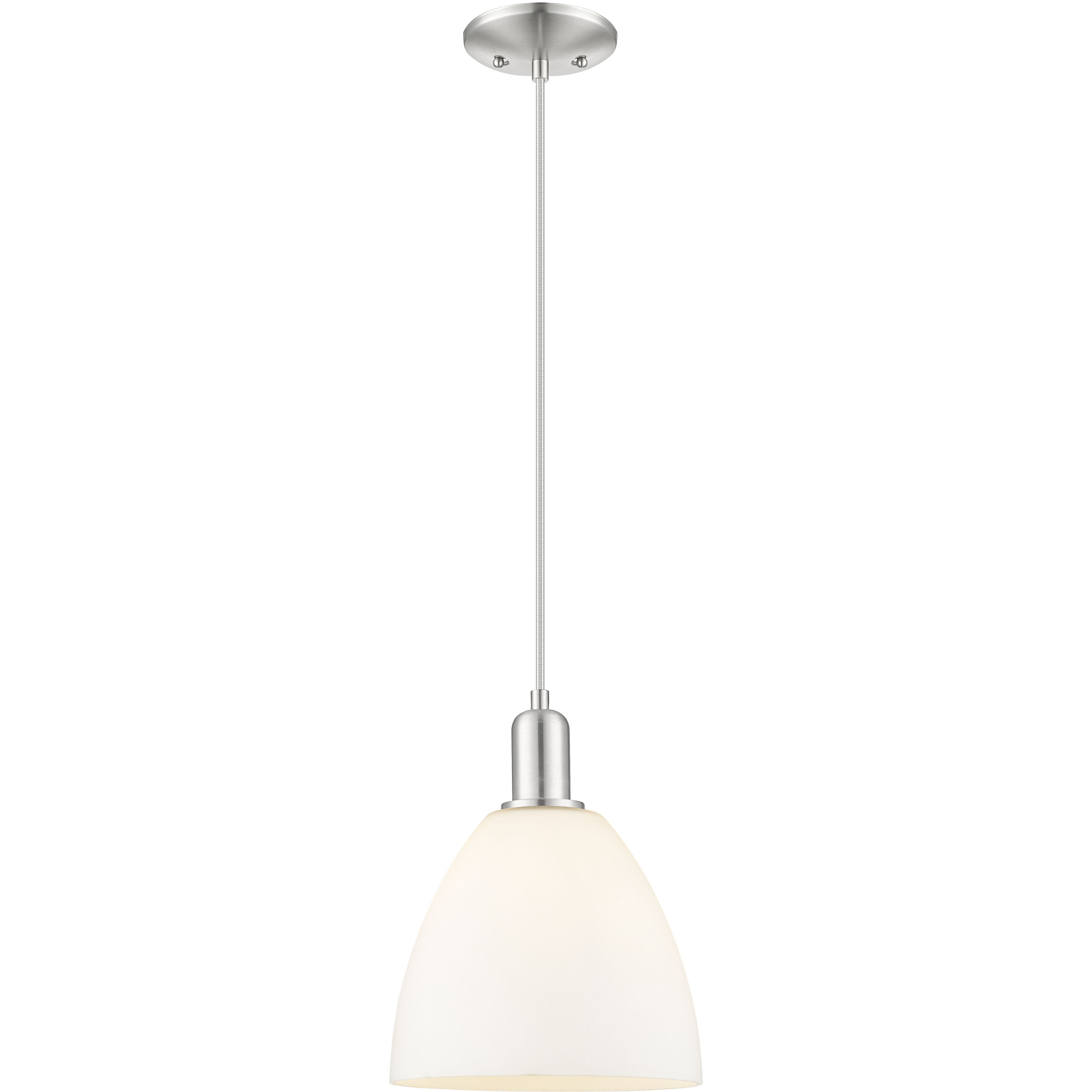 Arcadia Bristol 1 Light 9 inch Brushed Satin Nickel Mini Pendant Ceiling Light in Matte White