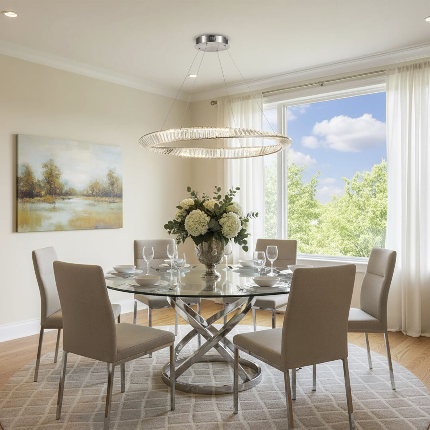 Stella 39.5 inch Satin Nickel Pendant Ceiling Light