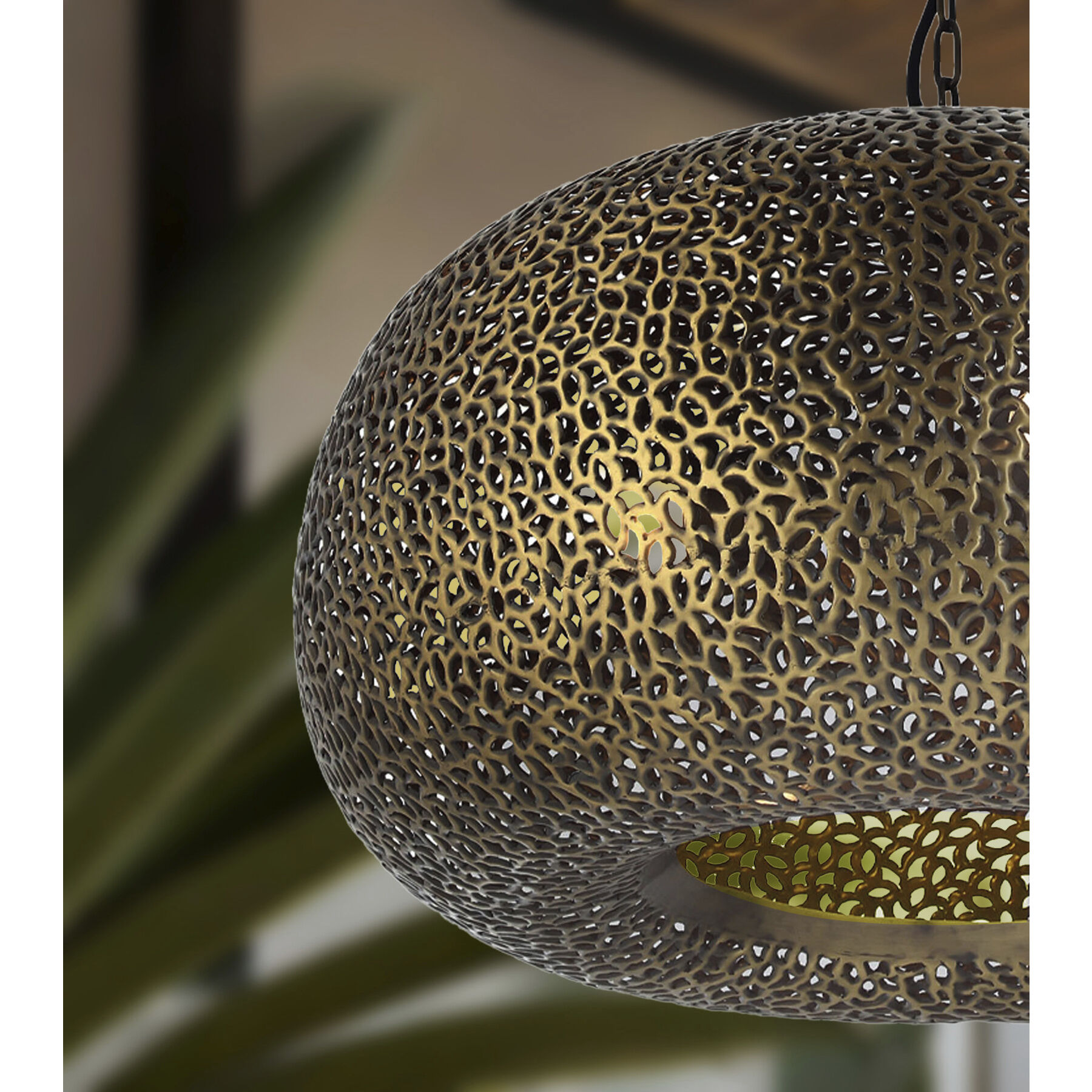 Moradabad 3 Light 24 inch Brass Antique Pendant Ceiling Light