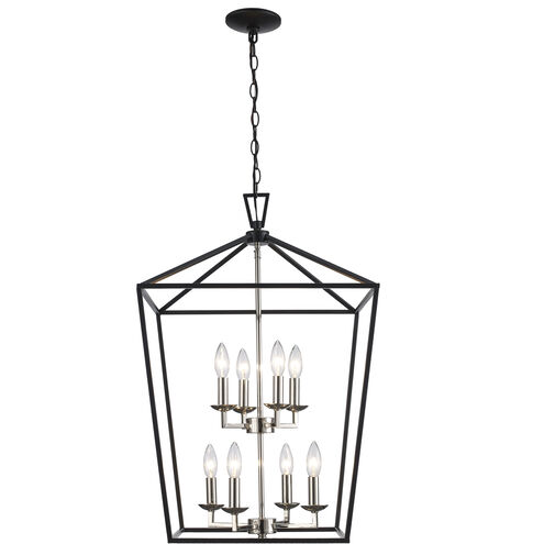 Lacey 8 Light 19 inch Polished Chrome and Black Pendant Ceiling Light