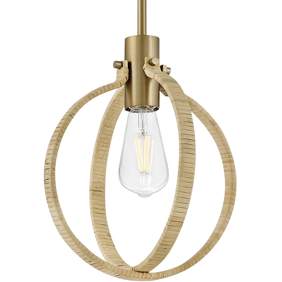 Fallon 1 Light 10 inch Lacquered Brass with Bamboo Pendant Ceiling Light