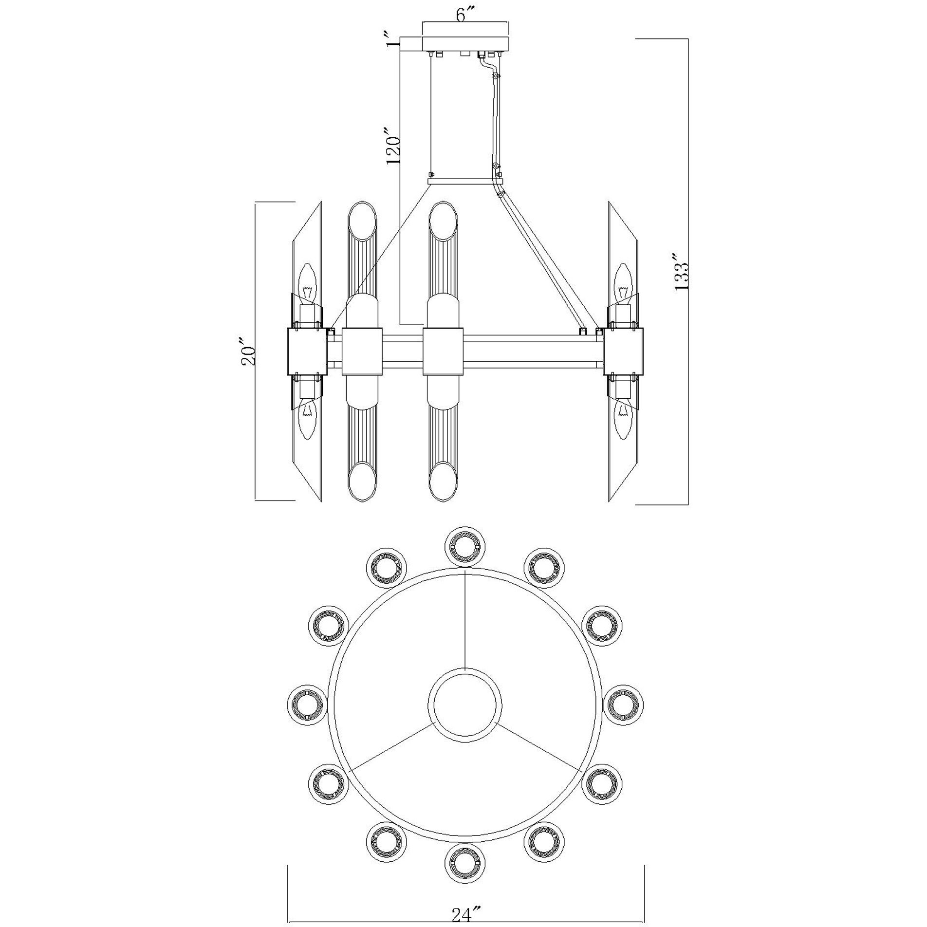Croissant 24 Light 24 inch Satin Gold Chandelier Ceiling Light