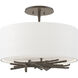 Brindille 3 Light 15 inch Dark Smoke Semi-Flush Ceiling Light in Natural Anna