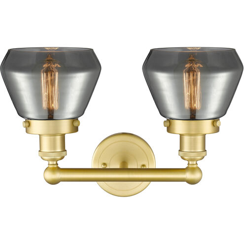 Fulton 2 Light 15.5 inch Satin Gold Bath Vanity Light Wall Light in Plated Smoke