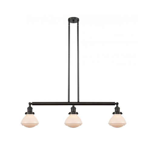 Franklin Restoration Olean 3 Light 39 inch Oil Rubbed Bronze Island Light Ceiling Light in Matte White Glass, Franklin Restoration