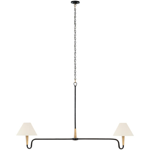 Thomas O'Brien Cavalli LED 60 inch Aged Iron and Hand-Rubbed Antique Brass Linear Chandelier Ceiling Light