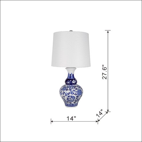 Anita 27.6 inch 40.00 watt Blue and White Vase Lamp Portable Light