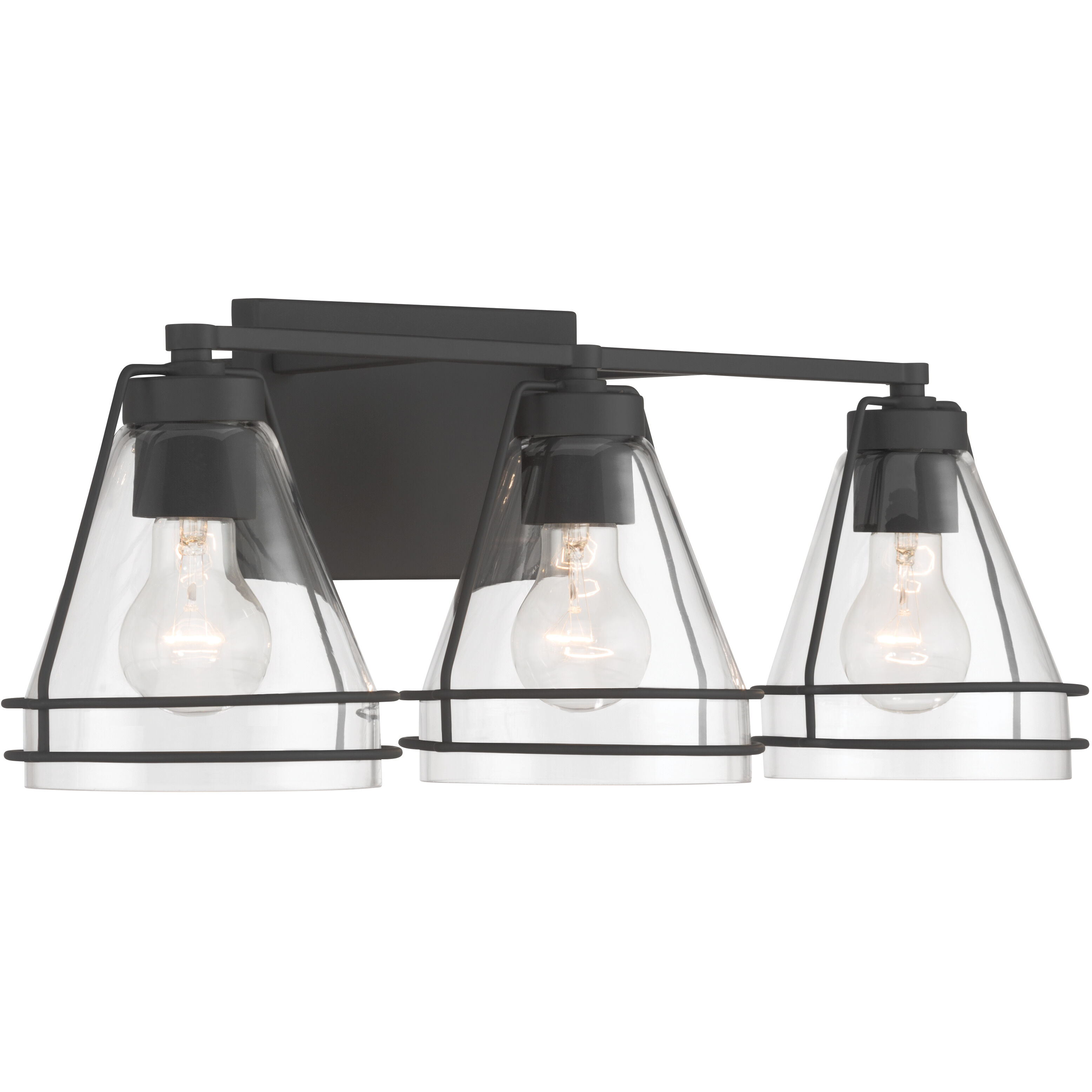 Lorenth 3 Light 24.25 inch Dark Matte Black Vanity Wall Light