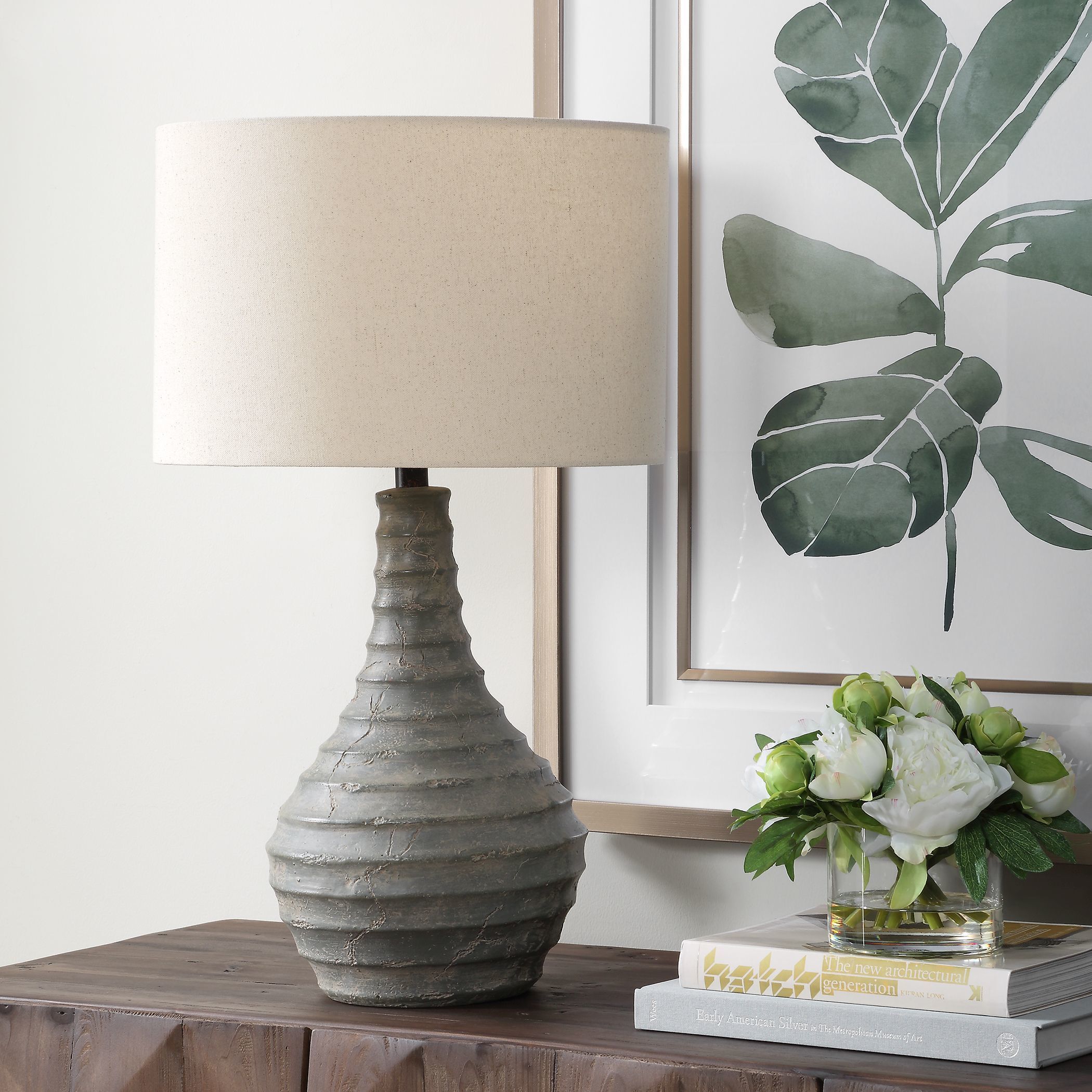 Stratum 26.5 inch 100.00 watt Concrete with Distressed Gray and Dark Bronze Outdoor Table Lamp