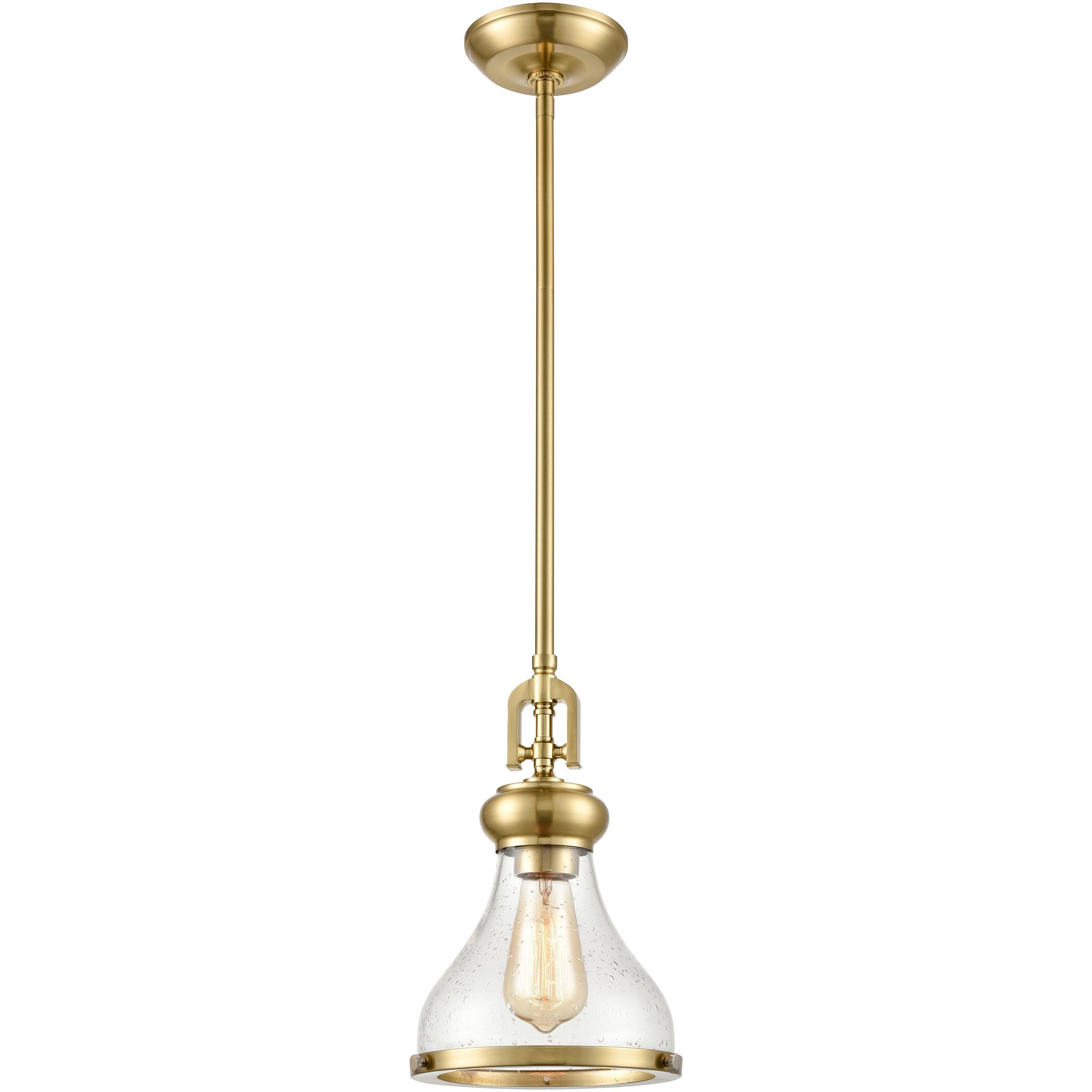 Rutherford 1 Light 8.5 inch Satin Brass Mini Pendant Ceiling Light