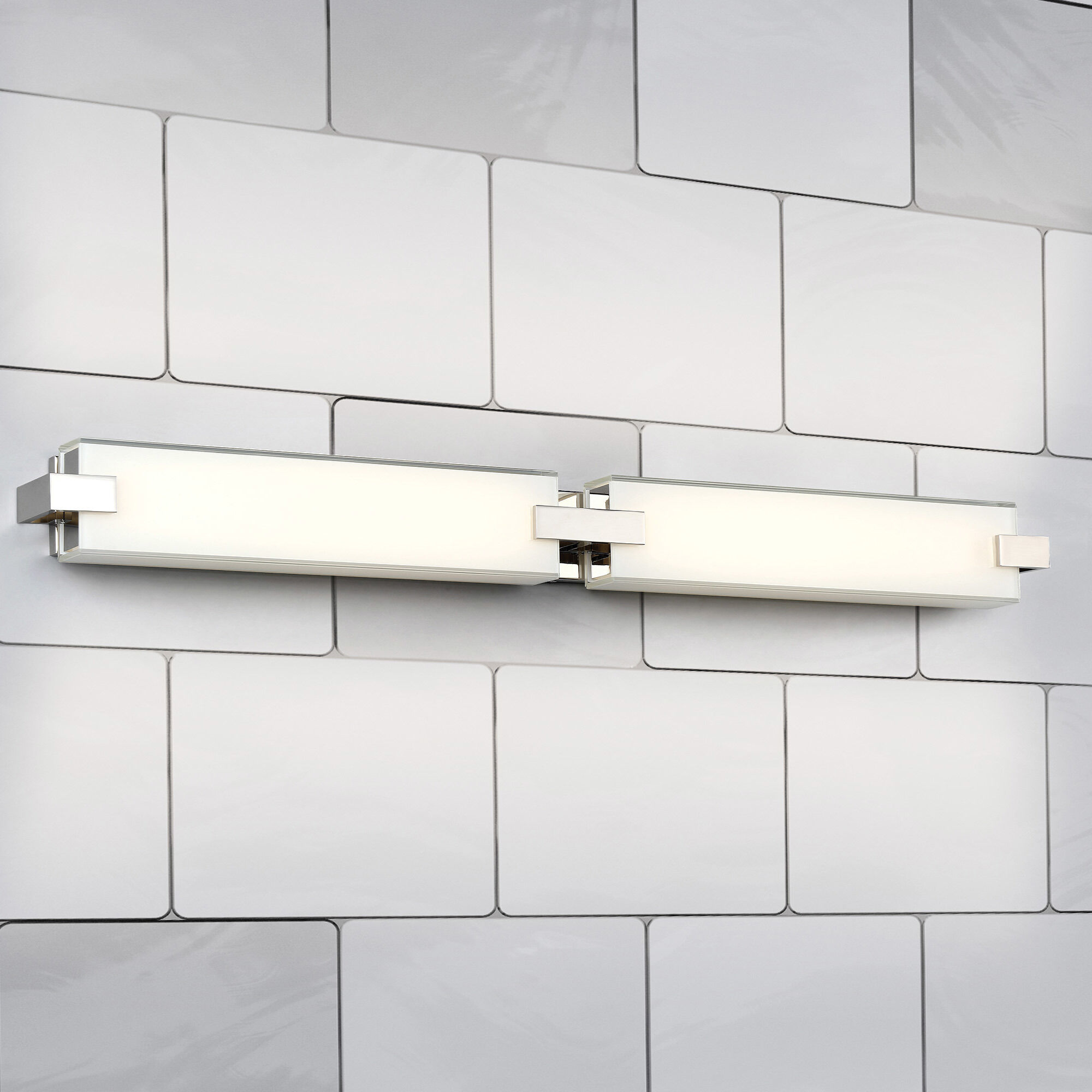 Bliss LED 36 inch Polished Nickel Bath Vanity & Wall Light in 2700K, dweLED