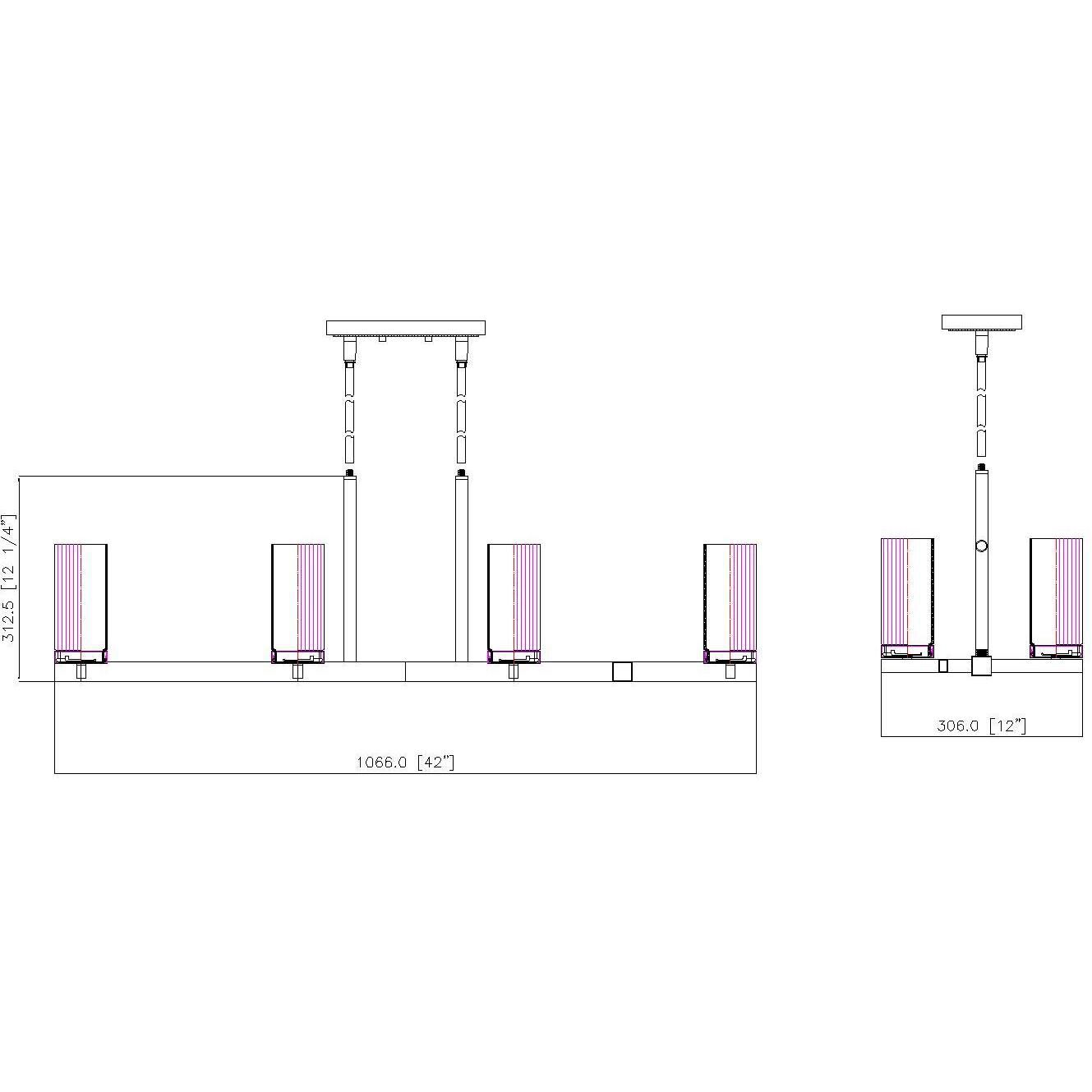 Danica 8 Light 42 inch Modern Gold Linear Chandelier Ceiling Light
