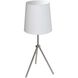 Oversized Drum 28.5 inch 100.00 watt Satin Chrome Table Lamp Portable Light in White, 3-Leg