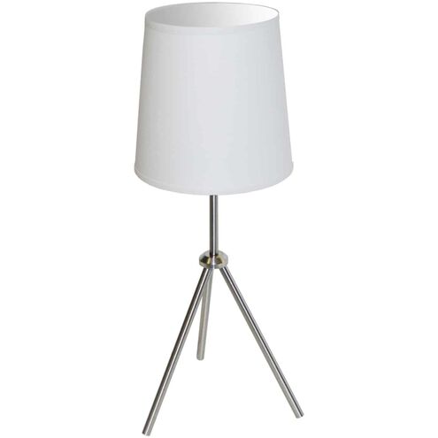 Oversized Drum 28.5 inch 100.00 watt Satin Chrome Table Lamp Portable Light in White, 3-Leg