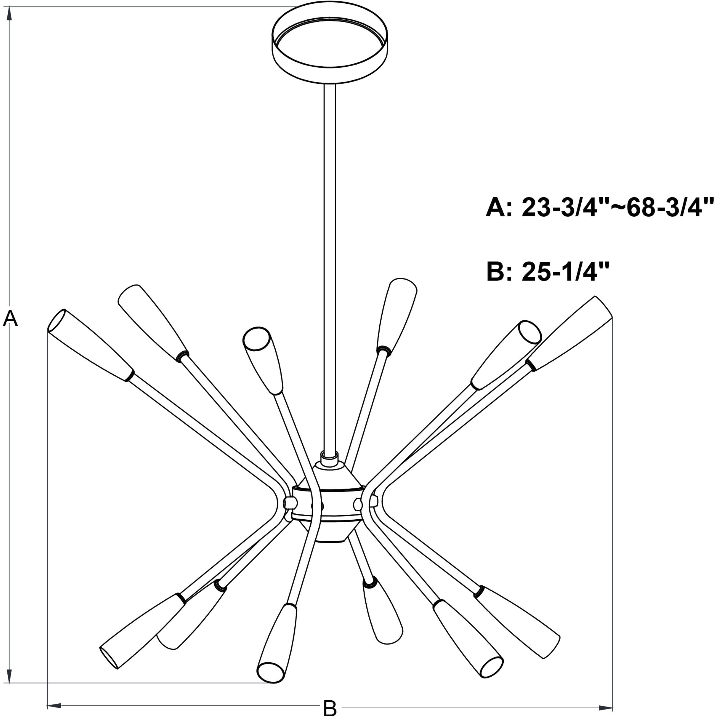 Ellis LED 25.25 inch Matte Black and Satin Brass Pendant Ceiling Light