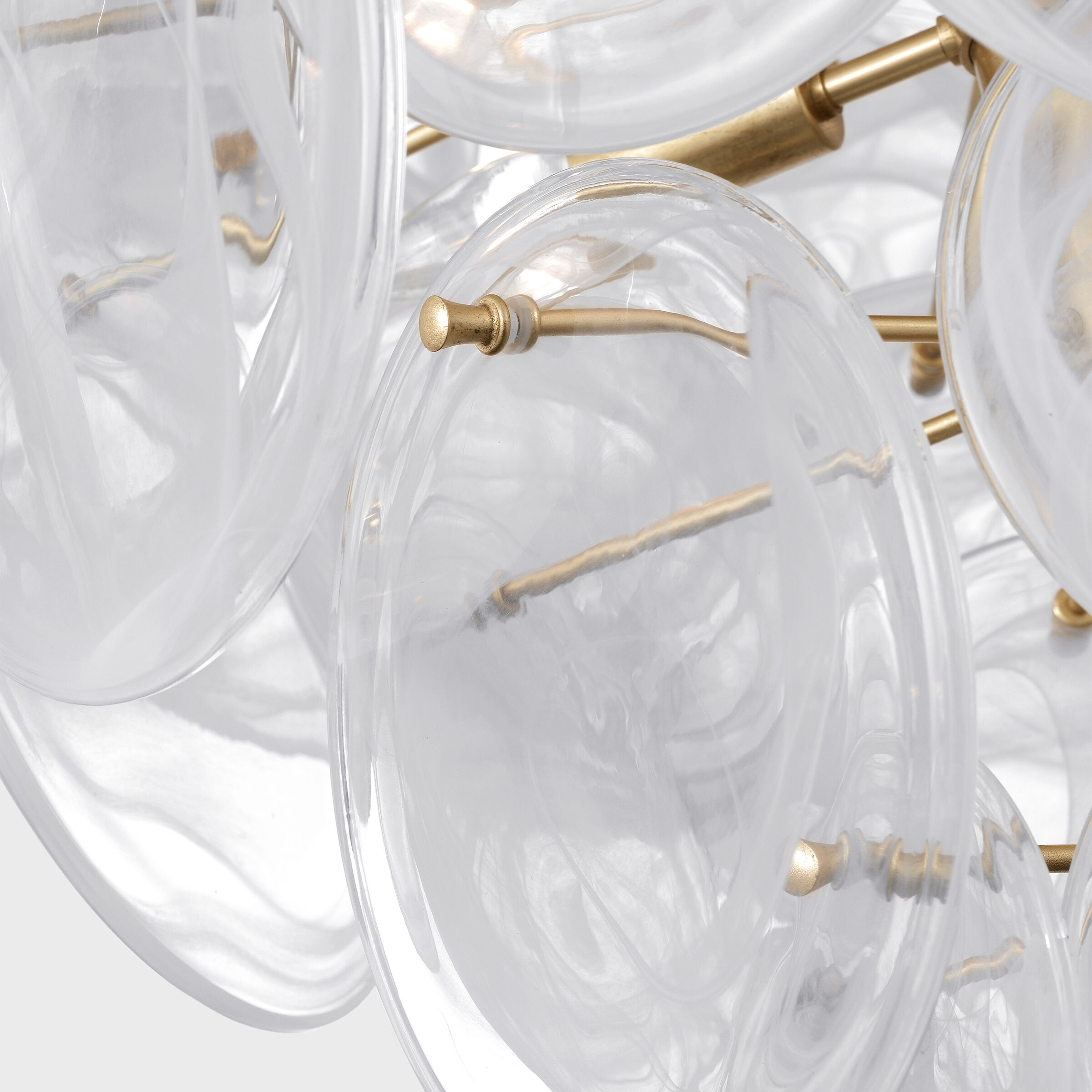 AERIN Loire LED 44 inch Gild Entry Chandelier Ceiling Light in White Strie Glass, Grande