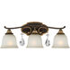 Chateau Nobles 3 Light 23.75 inch Raven Bronze with Sunburst Gold Bath Light Wall Light
