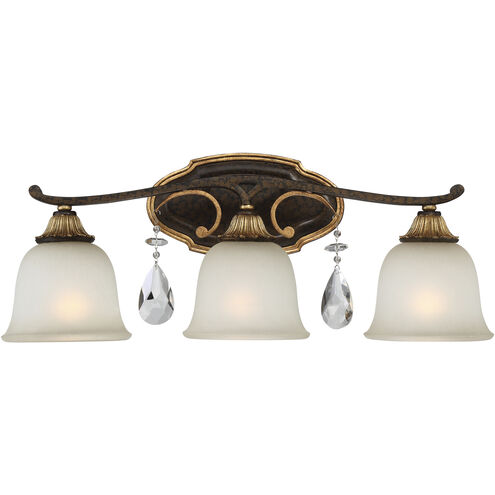 Chateau Nobles 3 Light 23.75 inch Raven Bronze with Sunburst Gold Bath Light Wall Light