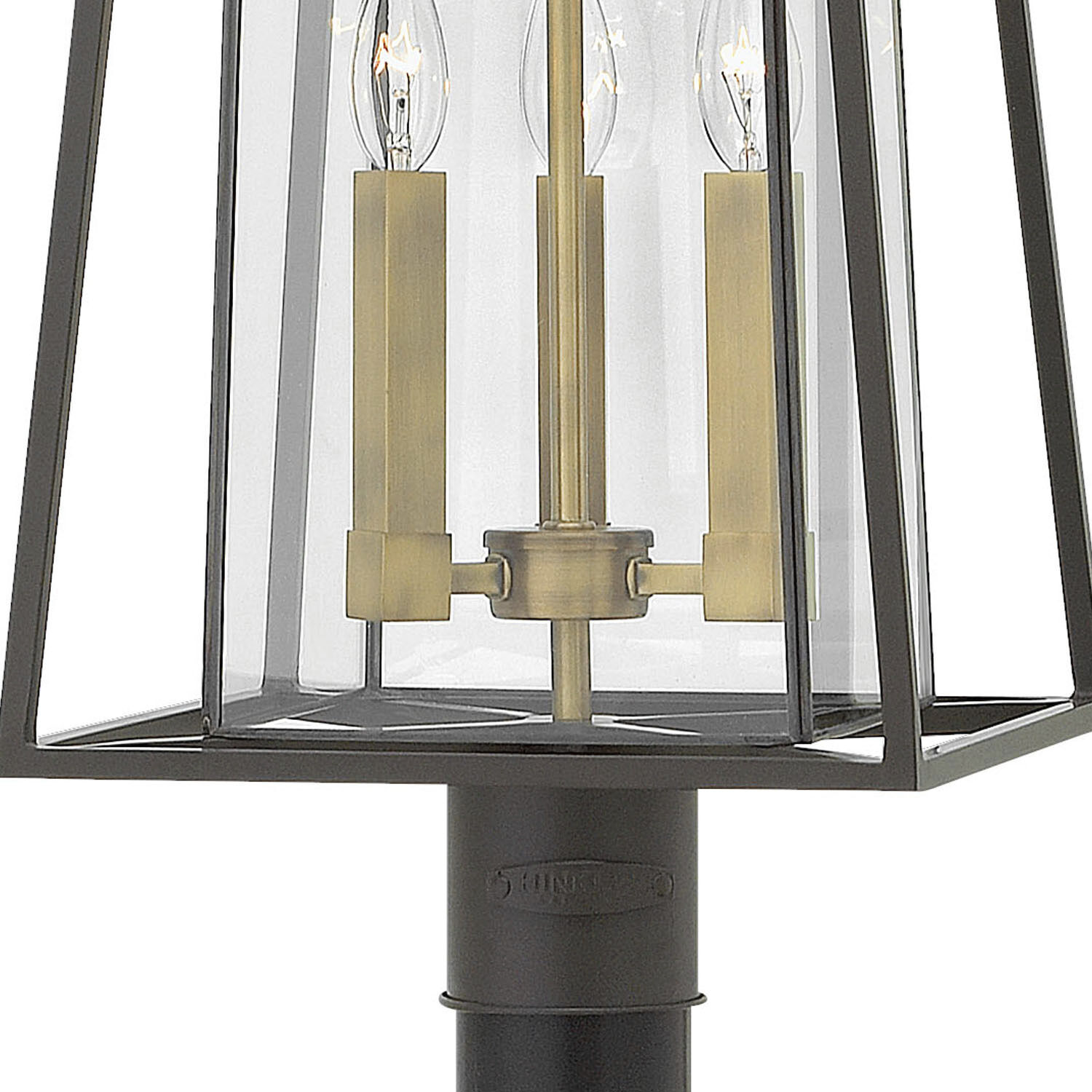 Walker 3 Light 20.75 inch Buckeye Bronze with Heritage Brass Outdoor Post Mount Lantern in Non-LED