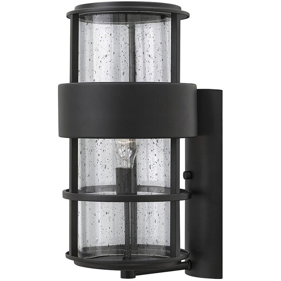 Saturn Outdoor Wall Mount Lantern in Satin Black, Large