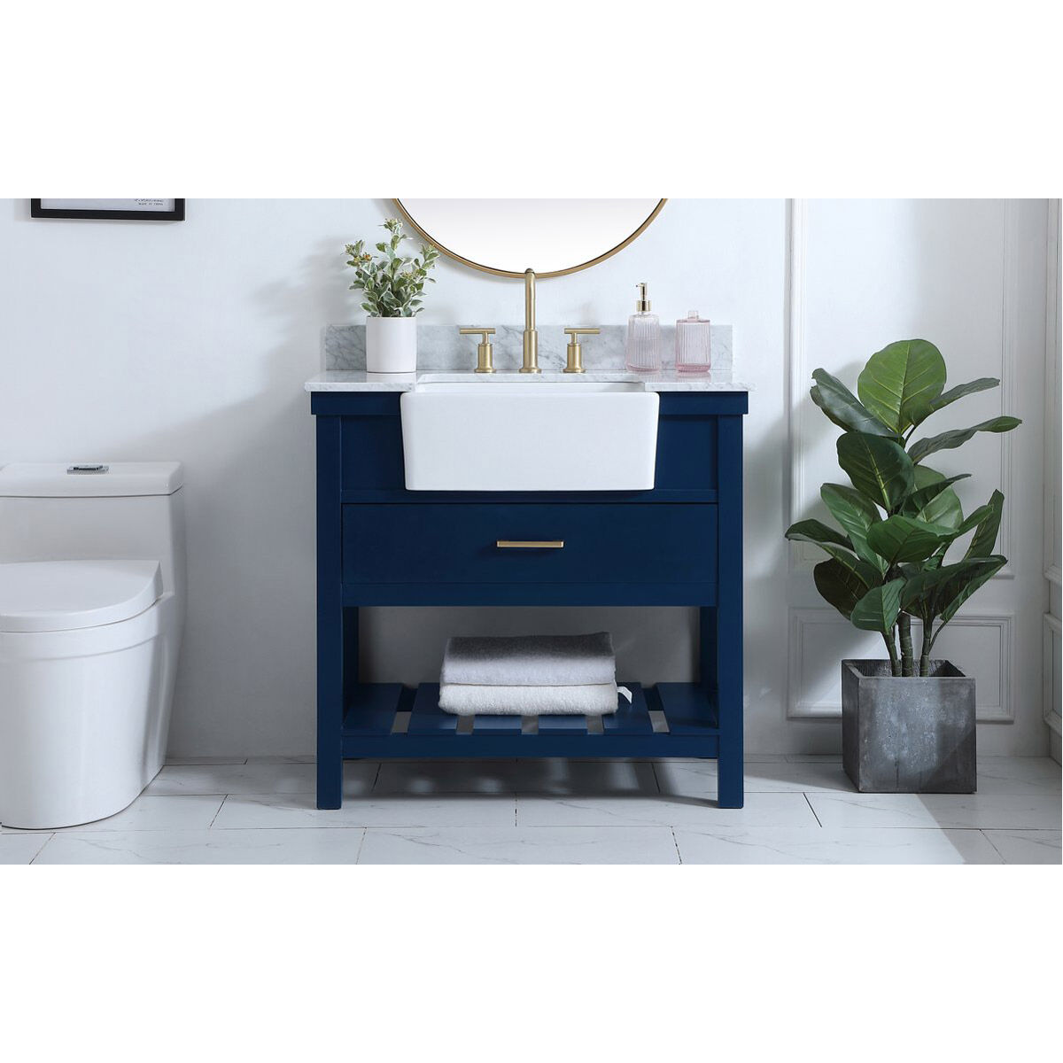 Clement 36 X 22 X 34 inch Blue Bathroom Vanity Cabinet