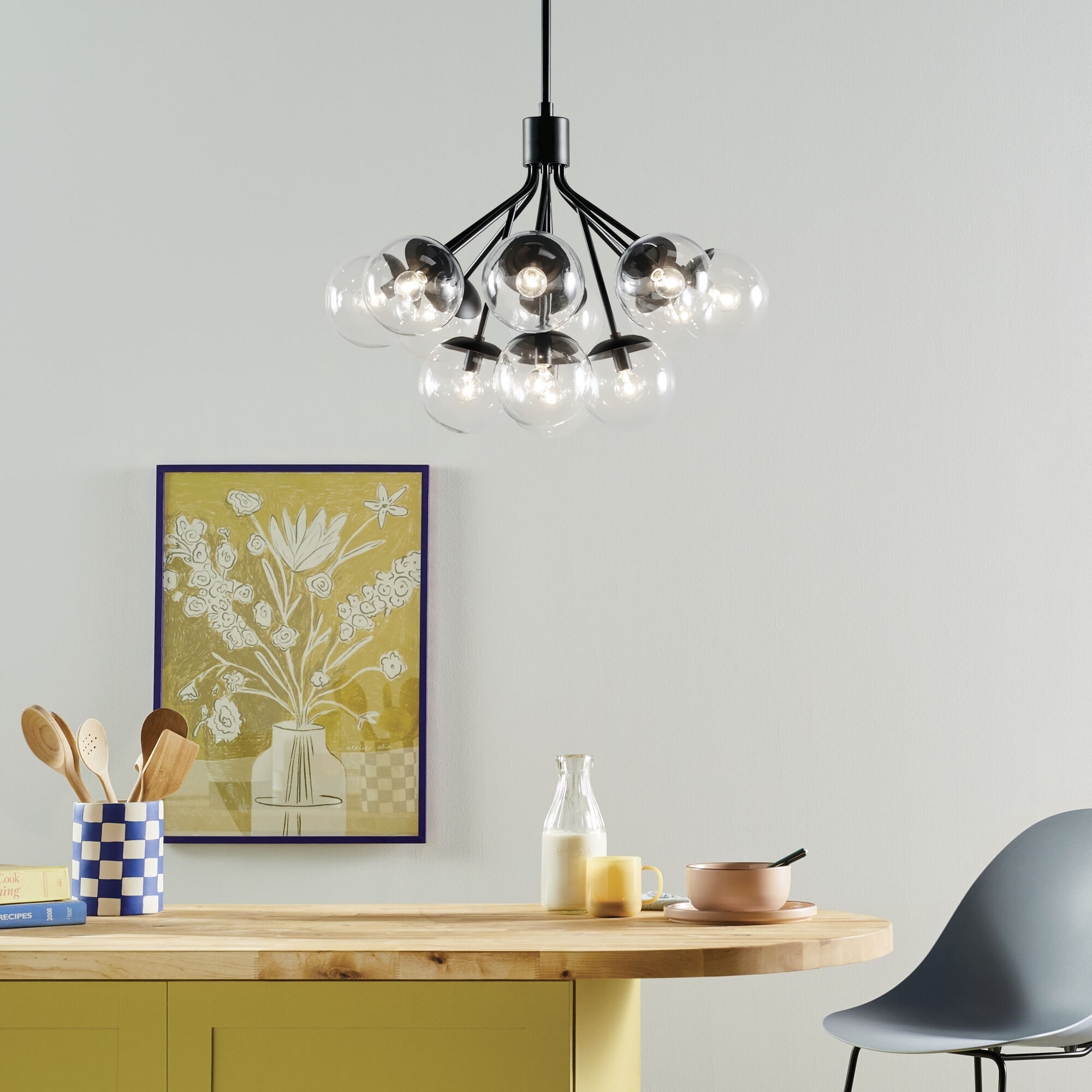 Silvarious 12 Light Black Chandelier/Semi Flush Ceiling Light