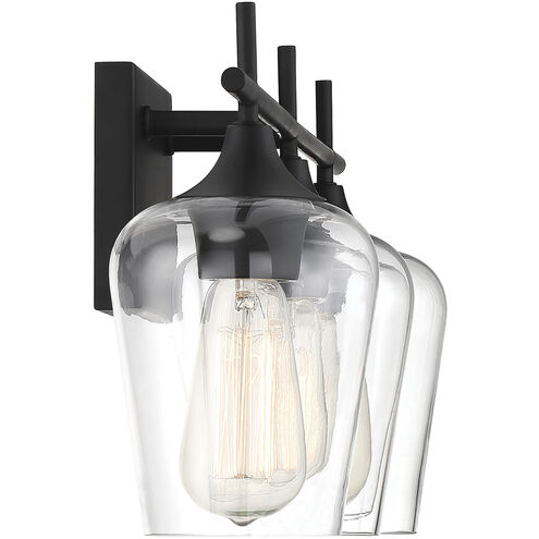 Octave 3 Light 21 inch Black Bathroom Vanity Light Wall Light, Essentials