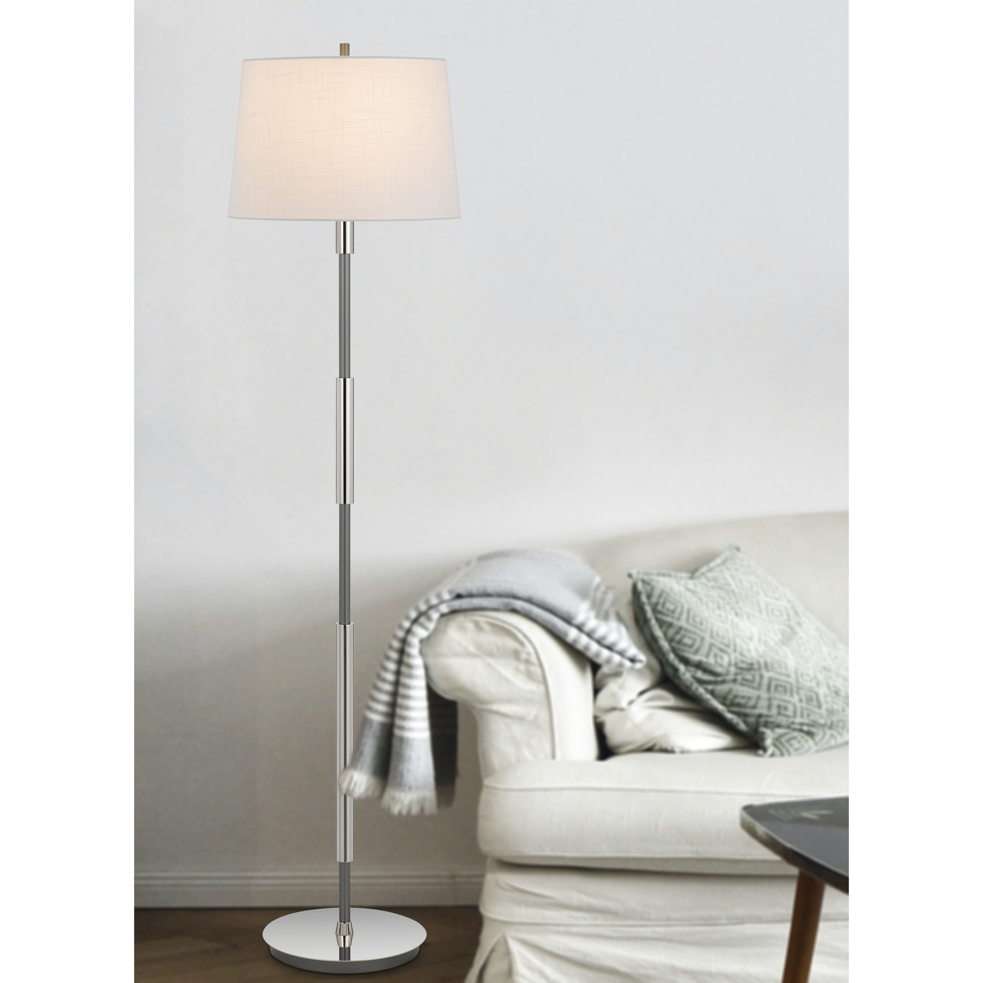 Ciudad 60 inch 150.00 watt Chrome and Silver Grey Floor Lamp Portable Light in Chrome / Silver Grey
