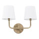 Capital Lighting Dawson 2 Light 16 inch Aged Brass Vanity Light Wall Light 119321AD-674 - Open Box