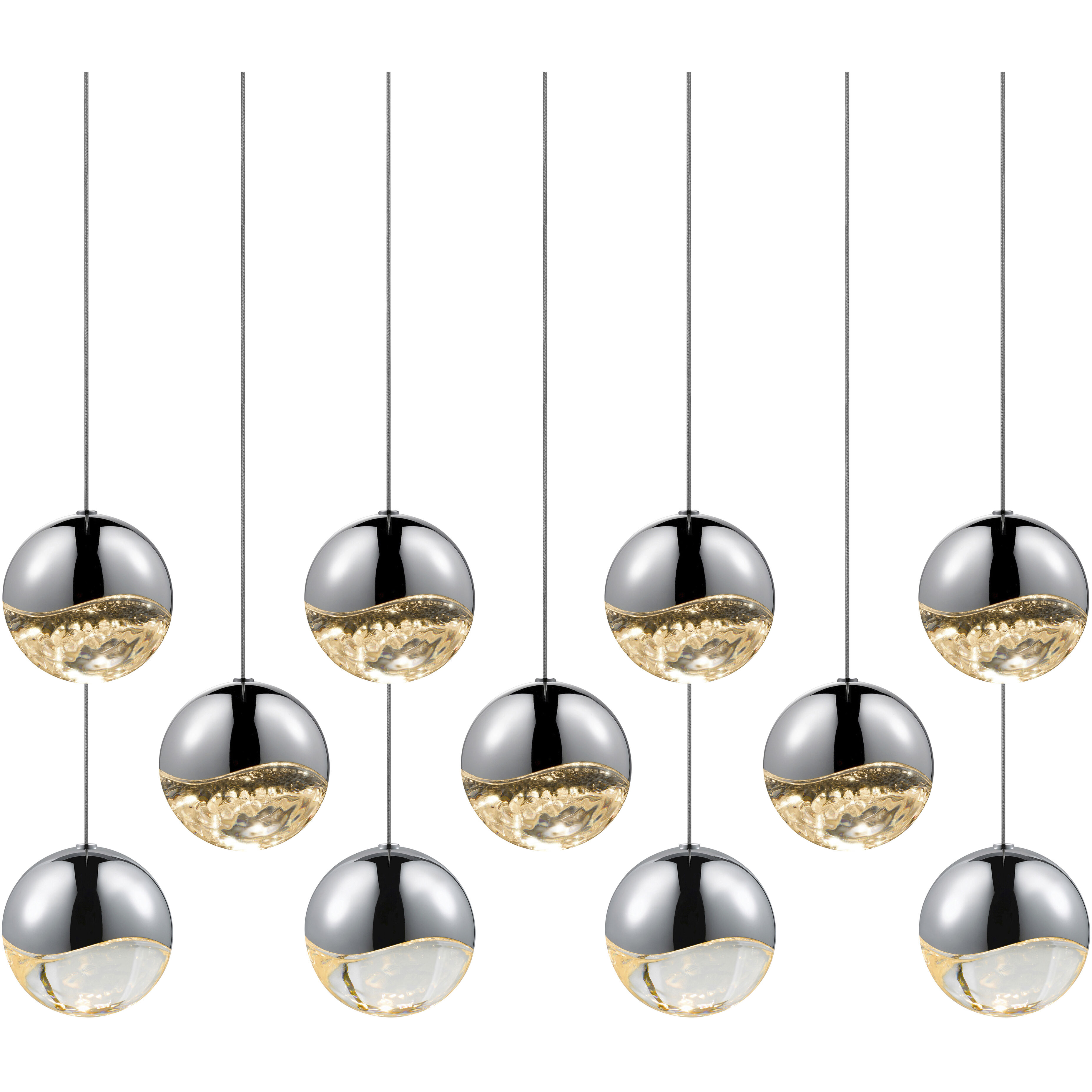 Grapes LED 37.5 inch Polished Chrome Cluster Pendant Ceiling Light in Large