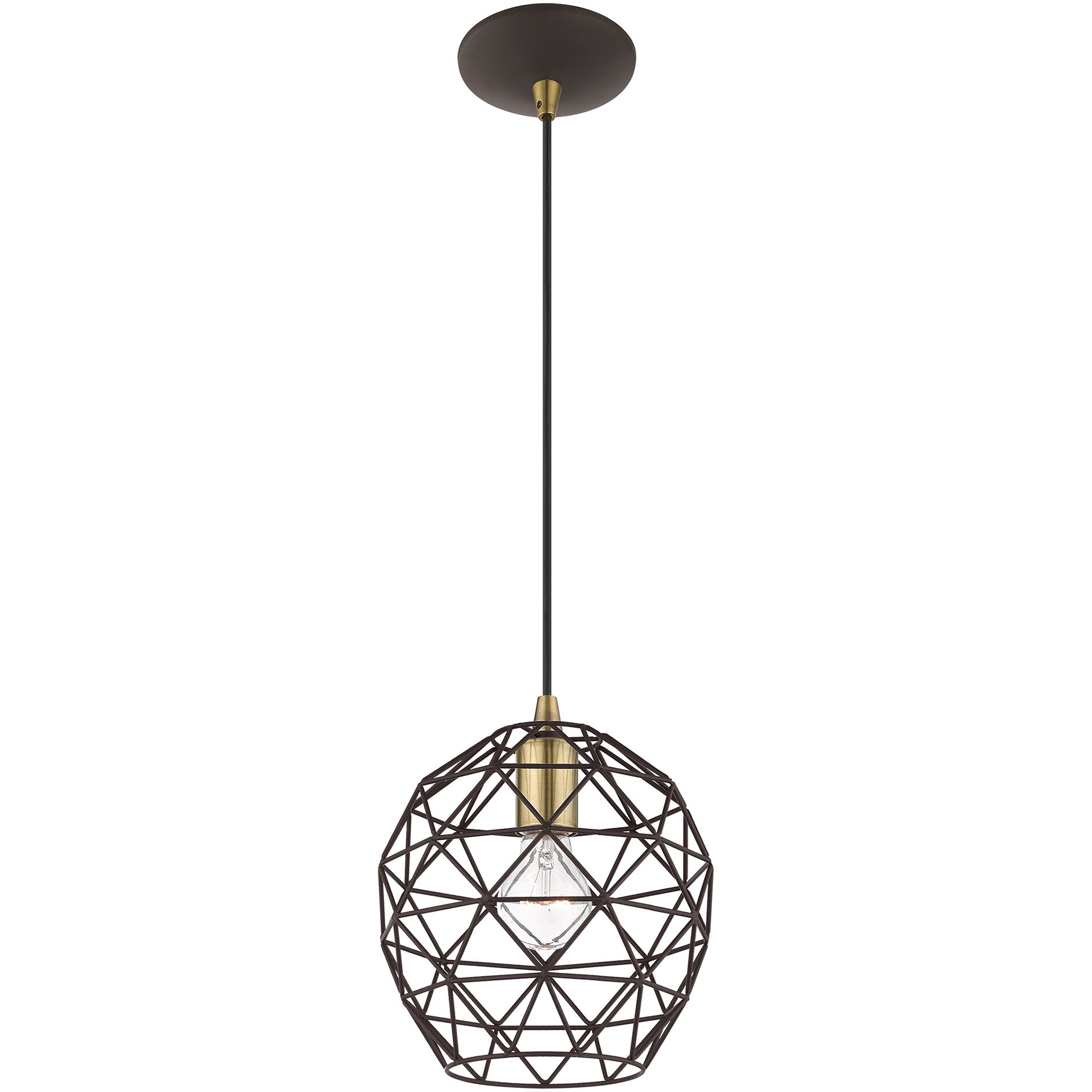 Geometric 1 Light 8 inch Bronze Mini Pendant Ceiling Light