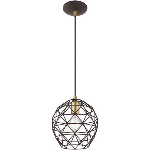 Geometric 1 Light 8 inch Bronze Mini Pendant Ceiling Light